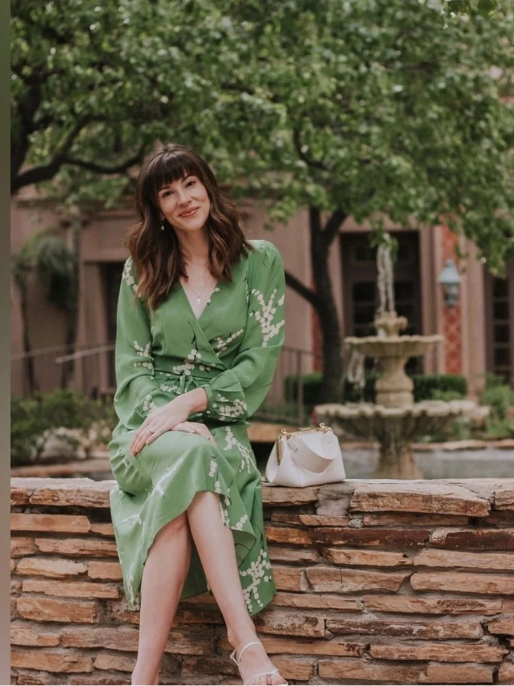 Reformation Par Green Floral Wrap Midi Dress